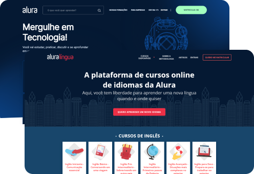 Tela da Alura+ e do alura lingua